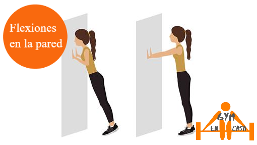 flexiones de pared Ejercicio en casa para principiantes